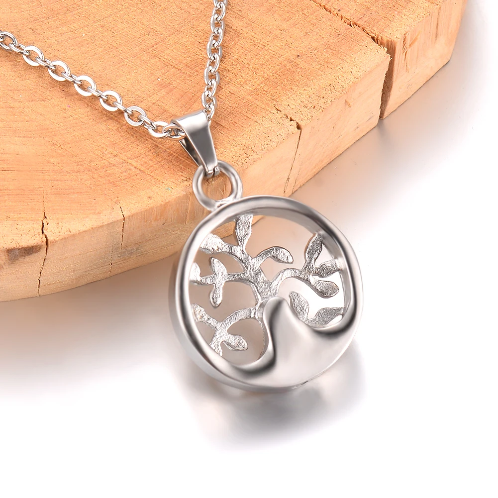 Унисекс нержавеющая сталь Древо жизни медальон кулон кремационной урны ожерелье