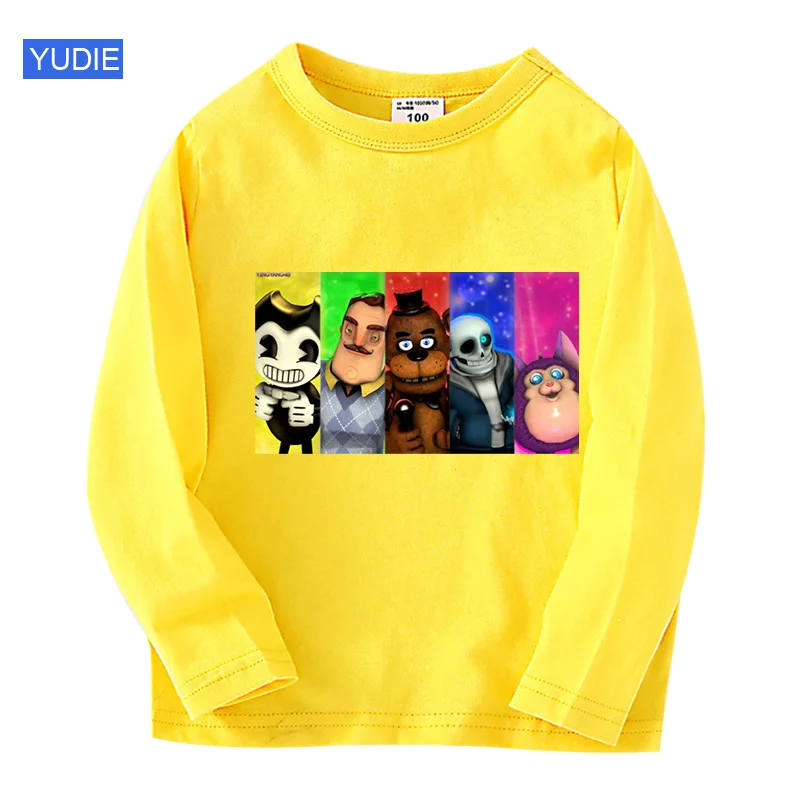 

t shirt boys 2021 Children Game Casual Clothes Cartoon Print T-shirts Boys&Girls Funny Baby Tops Kids Summer Long Sleeve Tshirt