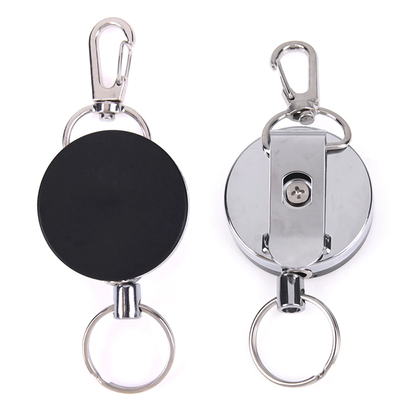 

Safety Buckle ID Card Holder Clips Steel Wire Rope Elastic Keychain Sporty Retractable Key Ring Anti Lost Keychain