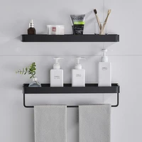 black aluminum towel shelf bathroom storage rack wall mounted tray rack vanity shower caddy rack spice organizer 304050cm