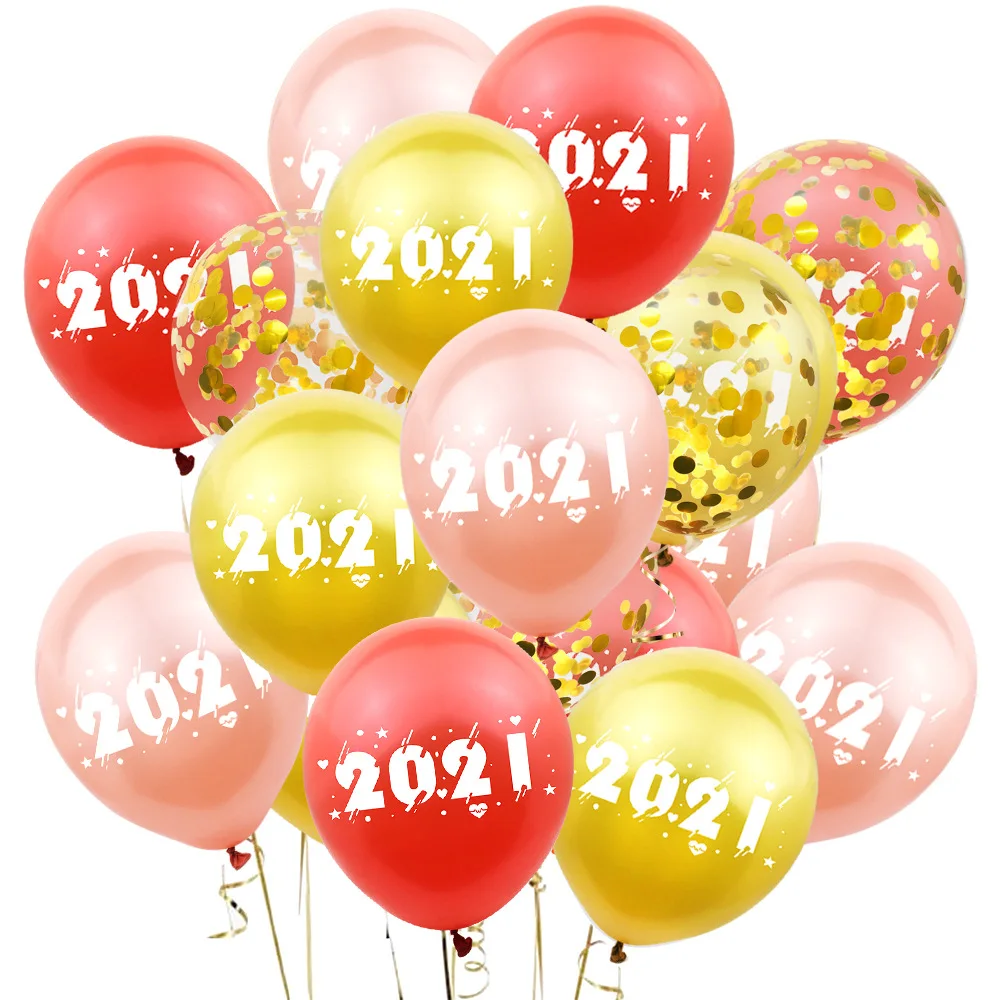 

10pcs 12 inch Happy New Year numbers 2021 printed latex balloons New Year theme party decoration balloons