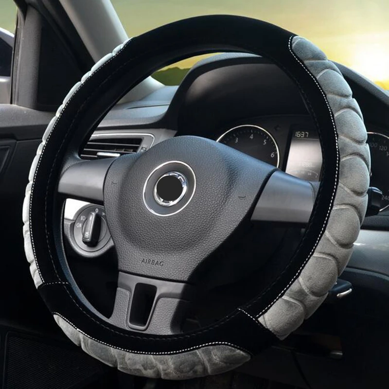 Premium Soft Short Fur Car Steering Wheel Cover High-density Warm Plush Protector 35/36/37/38/39/40 cm For lada kalina kia | Автомобили и