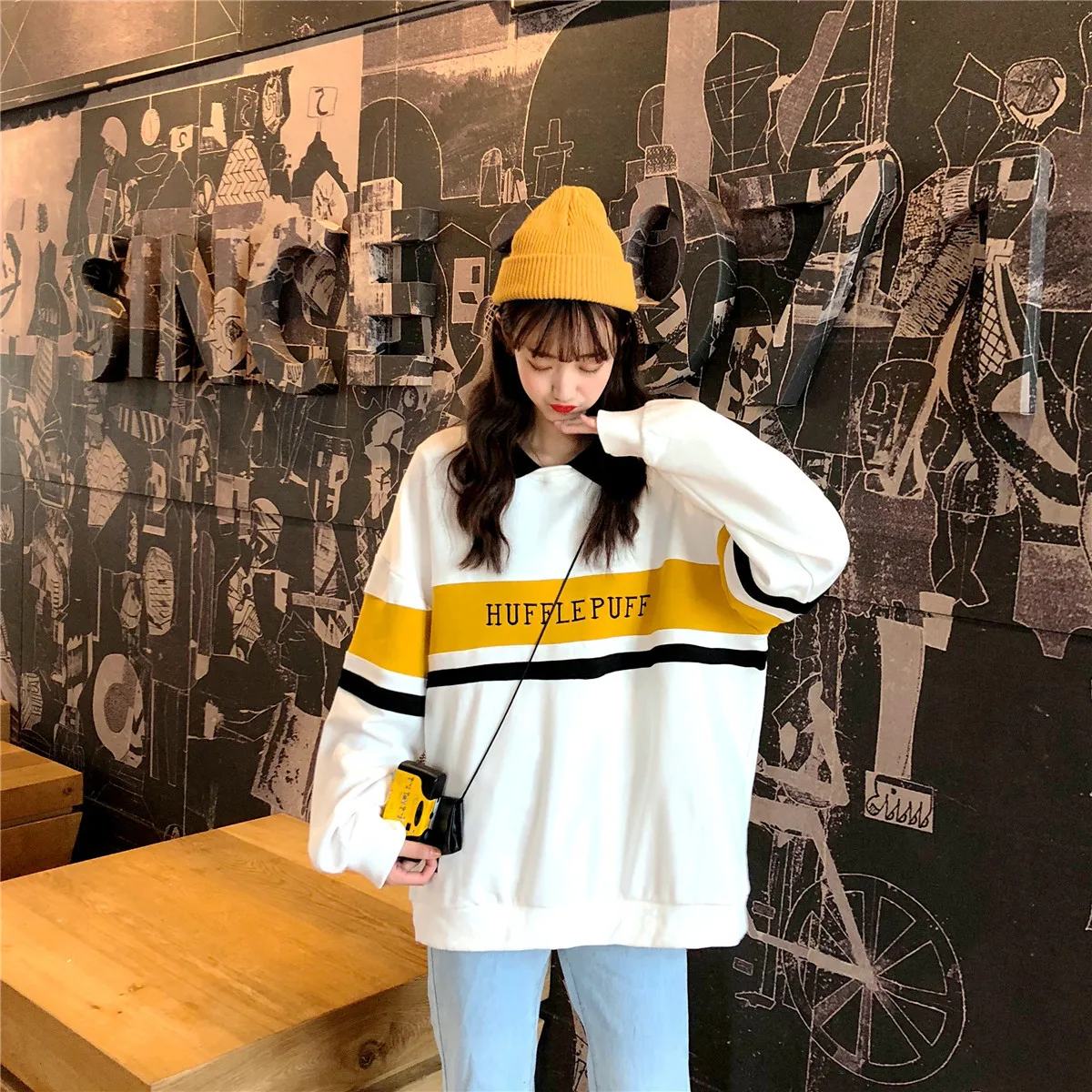 Школьный стиль искусственная вышивка мультяшный Мужской Женский свитшот