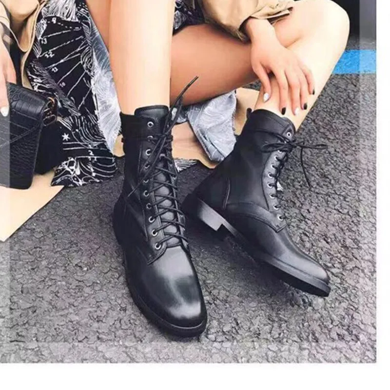 New arrival 2019 autumn and winter women boots genuine leather lace up comfortable fashion martin | Обувь