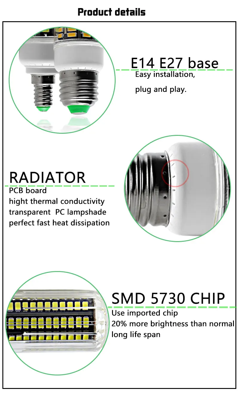 Лампа Светодиодная лампа E27 E14 110V 220V 21W кукурузные лампы супер SMD 5730 105 светодиодные прожекторы свечи для домашнего освещения E 27 высокой мощности