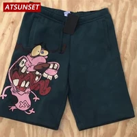 atsunset 2022 mens summer new hot casual shorts cartoon print solid cotton clothing shorts hawaii fashion bottoms
