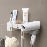 wall mounted hair dryer rack organizer for bathroom shelf foldable container for small items household bathroom accessories