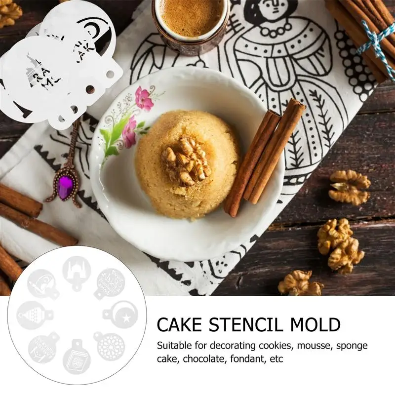 

16Pcs Muslim Festival Cake Stencil Molds Coffee Latte Molds Baking Tool Molds