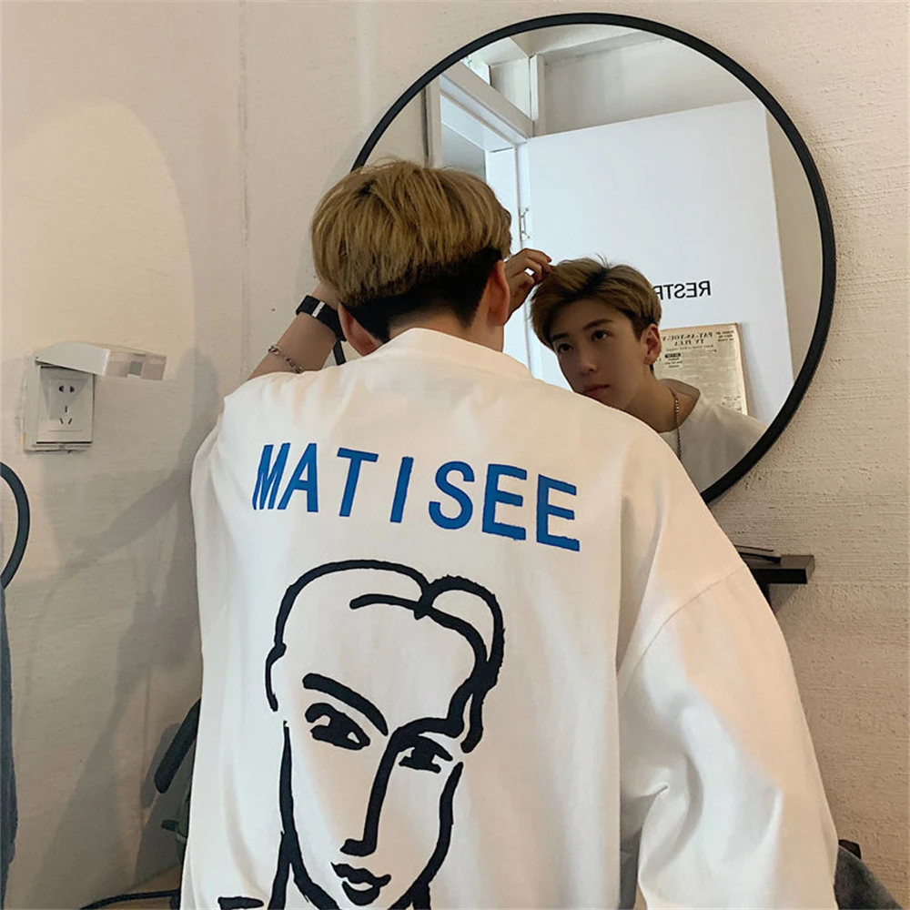 

Футболка с коротким рукавом и принтом ручной работы, Повседневная Свободная футболка в Корейском стиле, топы в стиле Хай-стрит, винтажная од...