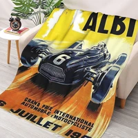 albi vintage 1950 grand prix auto racing print throw blanket sherpa blanket cover bedding soft blankets