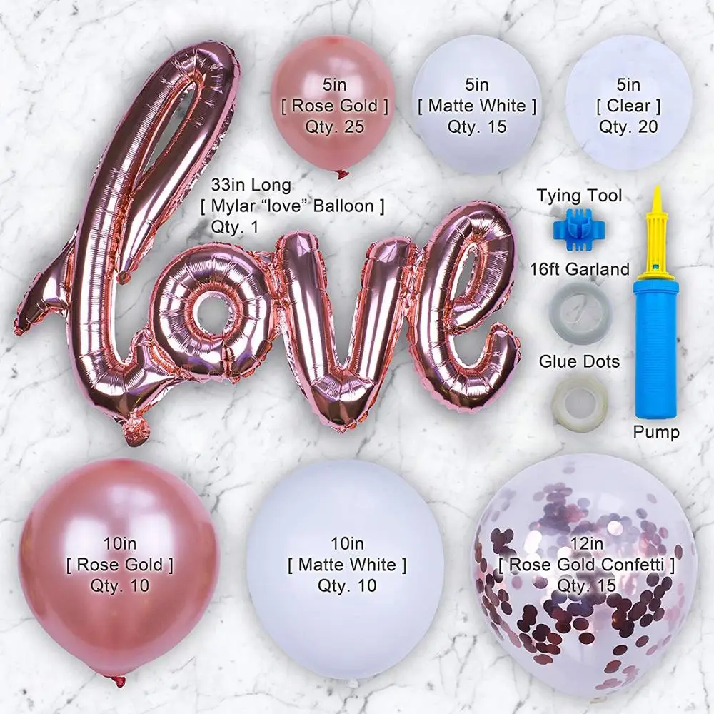 Комплект гирлянды с воздушными шариками из розового золота прозрачные воздушные