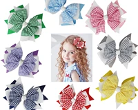 new plaid bows 4inch school hair bows first day gingham ribbon stacked bow hair clip hairpin for baby girl accessories