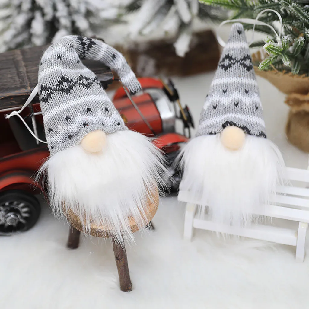 

2PC Christmas Ornaments Gift Santa Claus Snowman Toy Doll Hang Christmas Faceless Gnome Santa Xmas Doll Decoration kids gift