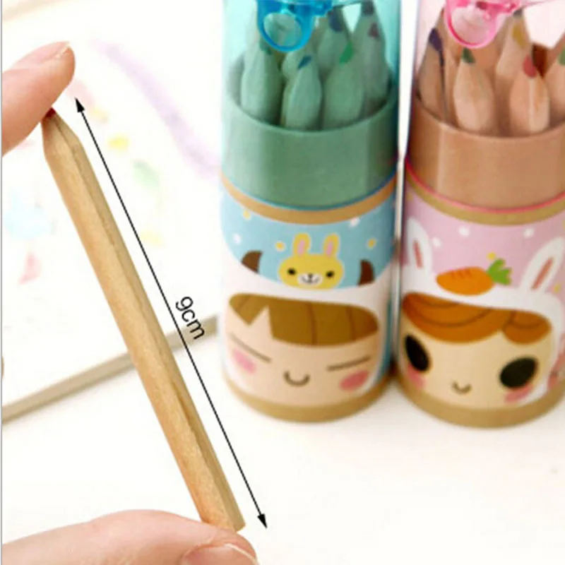 12 шт./лот новые мини акварельные карандаши карандаш для Sharpner Kawaii школьные