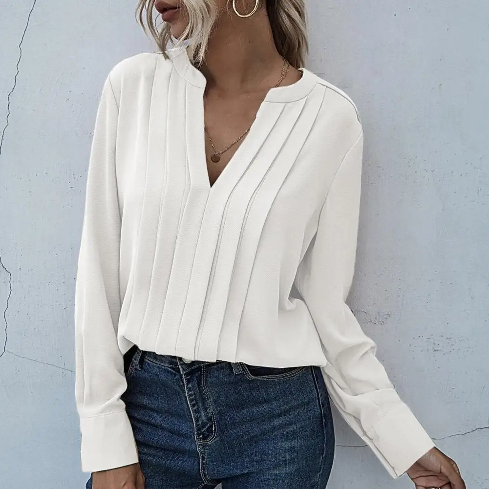 

Ladies Elegant Tops Women Long Sleeve Blouse 2021 Autumn Summer Loose Shirt Casual Women V-neck Blouses Femme Blusas