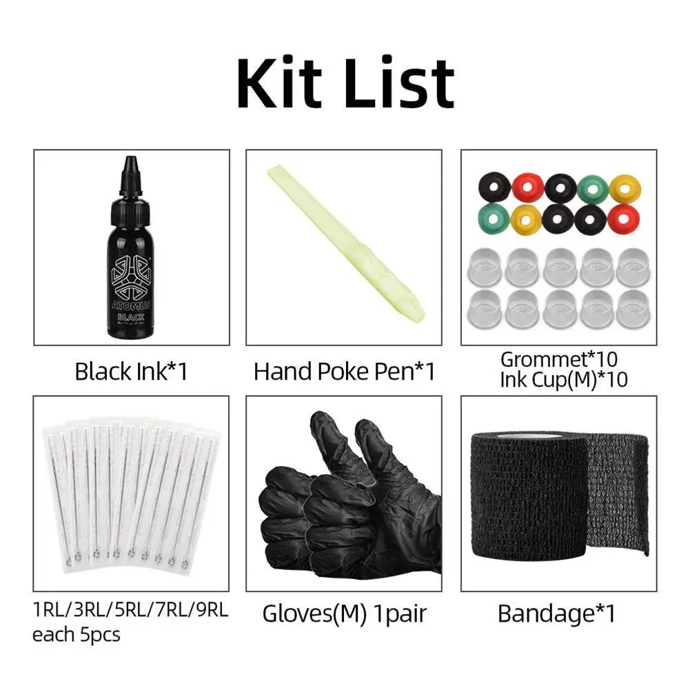 

Handmade Stick And Poke Tattoo Tool Kit Secure Safe Hand DIY Set Tattoo Needles Supply Inkbox Tattoo Gloves Ink Tattoos Pok A9W7