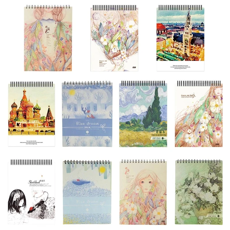 

50 Sheets A4 Paper Watercolor Sketch Book Notepad for Painting Drawing Diary Journal Notebook Sketchbook with Spiral Wire Artist