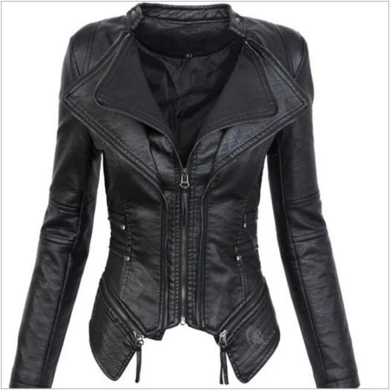 2021 autumn woman motorcycle jacket PU leather fashion outdoor viper print irregular lapel zipper jacket street leather jacket