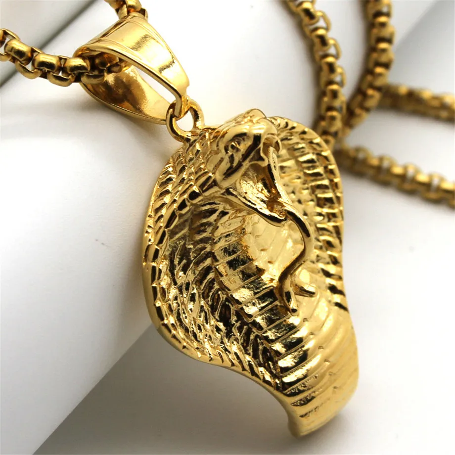 

New Fashion Snake Cobra Pendants Necklace For Women/Men Punk Gold Color Stainless Steel Chain Trendy Jewelry Gifts