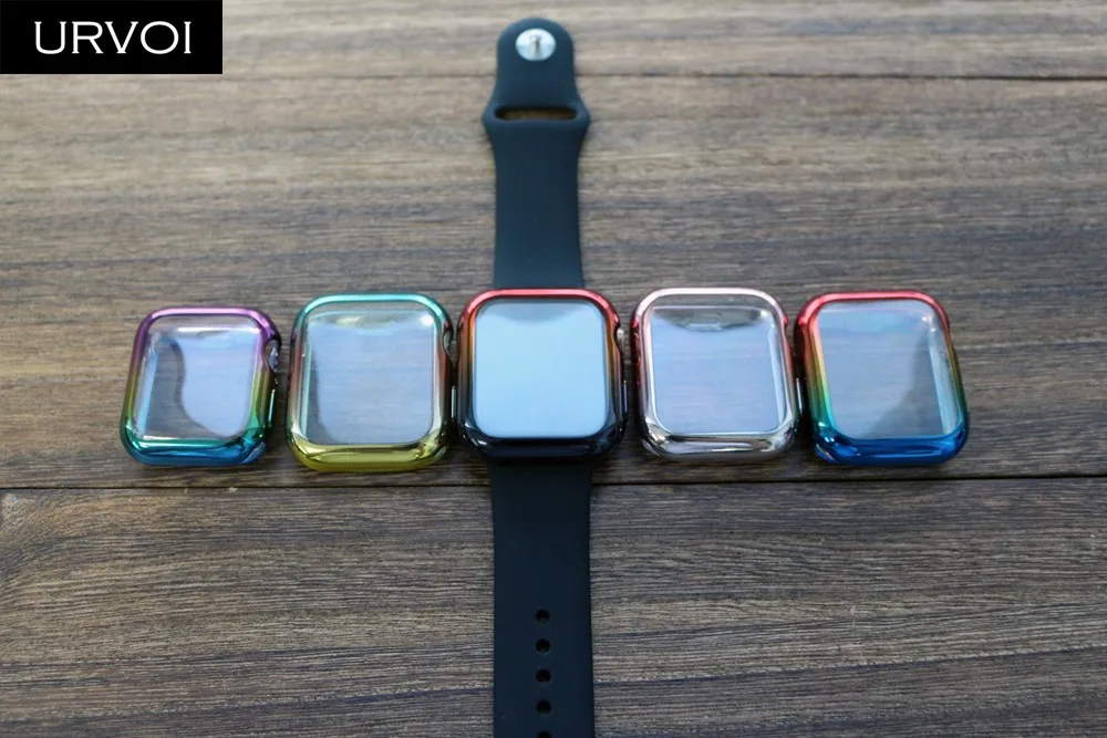 Чехол URVOI для Apple Watch series 5 4 3 2 мягкая ТПУ Рамка с полным покрытием и градиентными