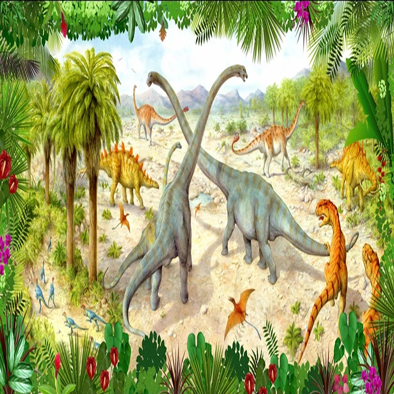 Настенные обои на заказ 3D динозавр мир зеленый лес научная фантастика фон для