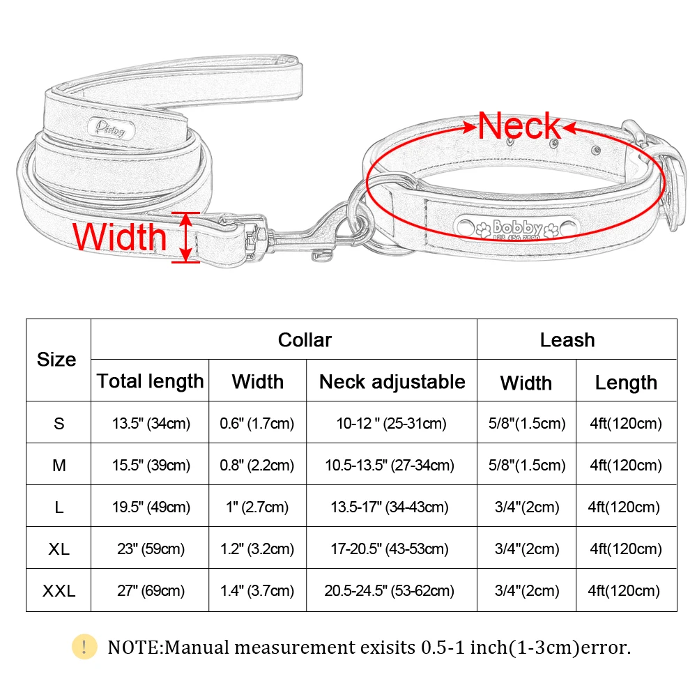 

Suministros Para Perros Custom Dog Collars Leather Personalized Pet Dog Tag Collar Leash Lead for Small Medium Large Dogs
