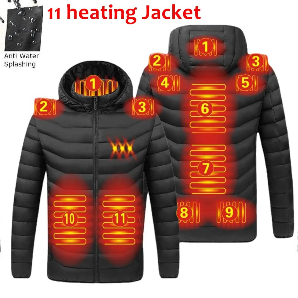 

Multi-zone Men's Winter Electric Heating Jacket Hunting Suit Long Sleeve Jacket Parka USB Heating Vest Warm Motorcycle Jacket