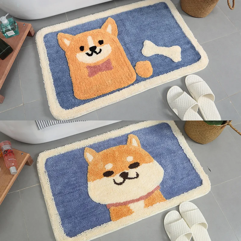 

Akita Dog/corgi Japanese Bath Mat Super Soft Fiber Absorbent Bathroom Rug Foot Mat Non-slip Door Mat Home Bathroom Carpet