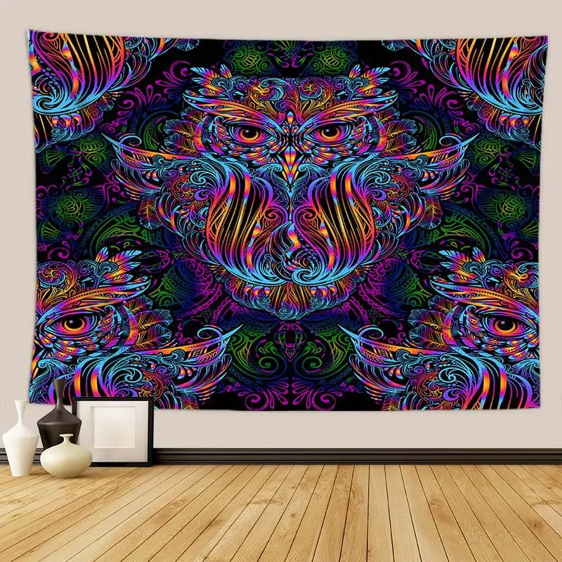 

psychedelic owl tapestry decoracion hippie wall carpet wall cloth tapestries drop shipping wall decor blanket