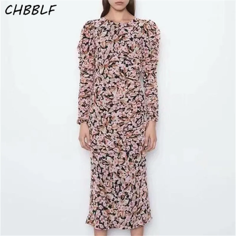 Платье CHBBLF женское средней длины стильное пикантное приталенное с круглым