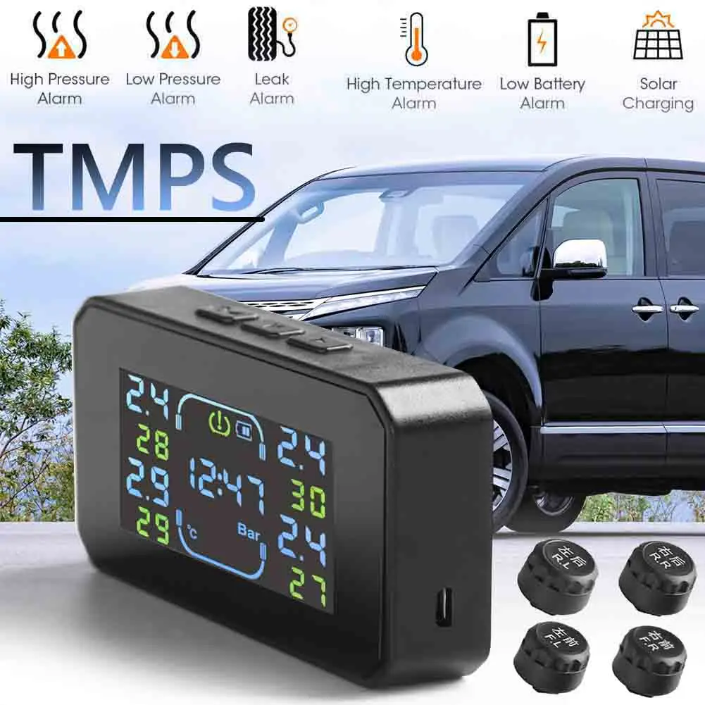 

Система контроля давления в шинах TPMS с 4 внешними датчиками, солнечная система контроля давления в шинах с ЖК-дисплеем