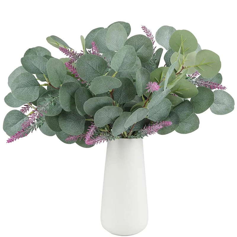 24 шт искусственные листья эвкалипта стеблей оптом искусственная зелень растений