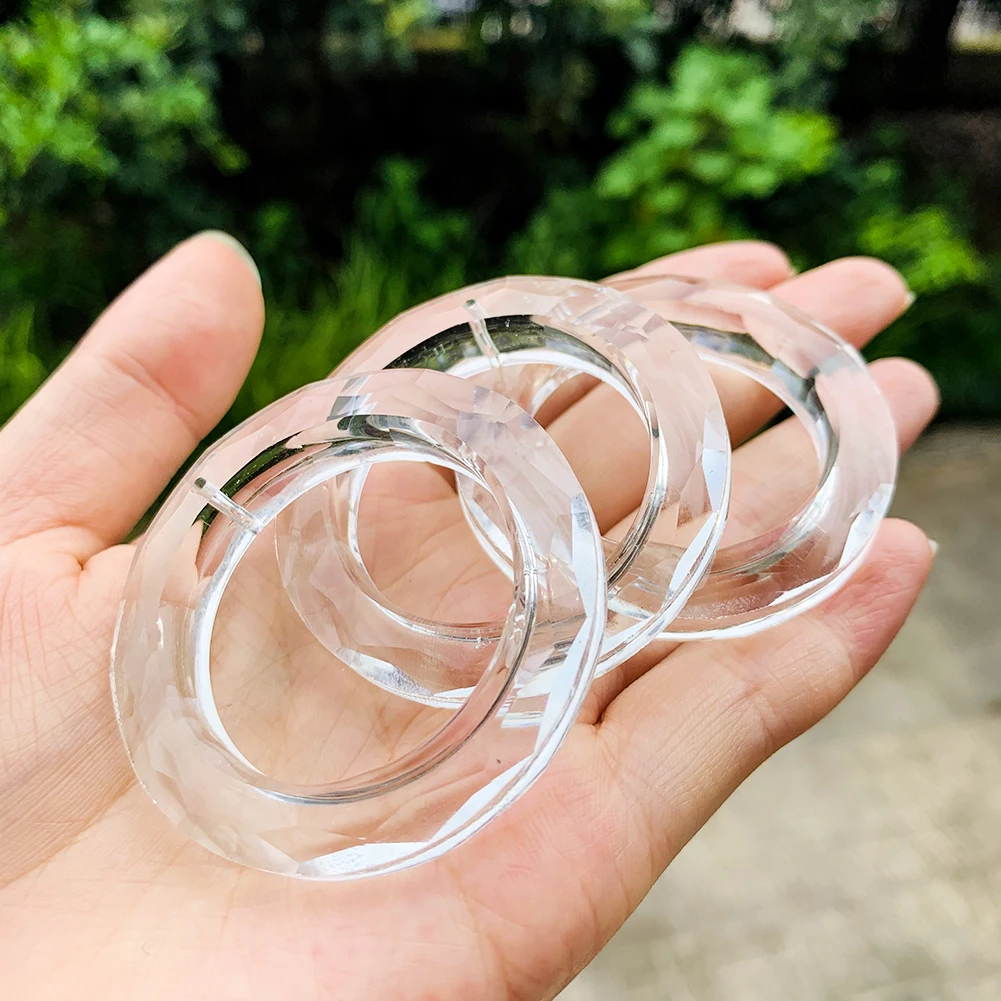 2PCS 50MM Clear Ring Circle Crystals Pendants Glass Suncatcher Chandelier Prisms Parts Drops Light Accessories | Лампы и освещение