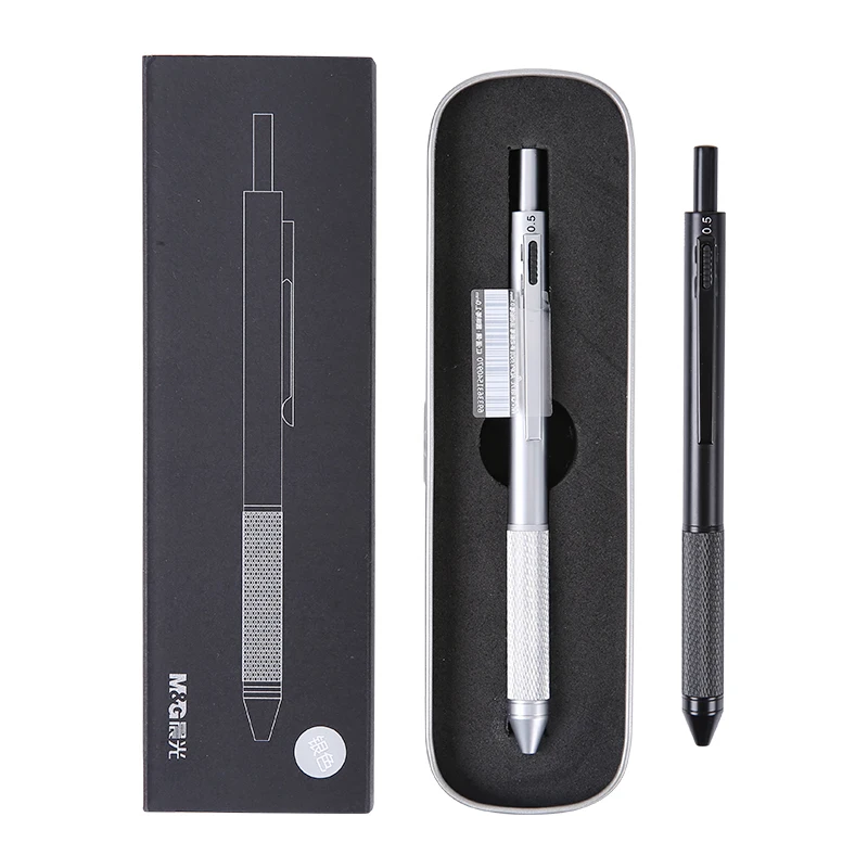 metal Multifunction mechanical pencil color ballpoint pen Learning office supplies free shipping