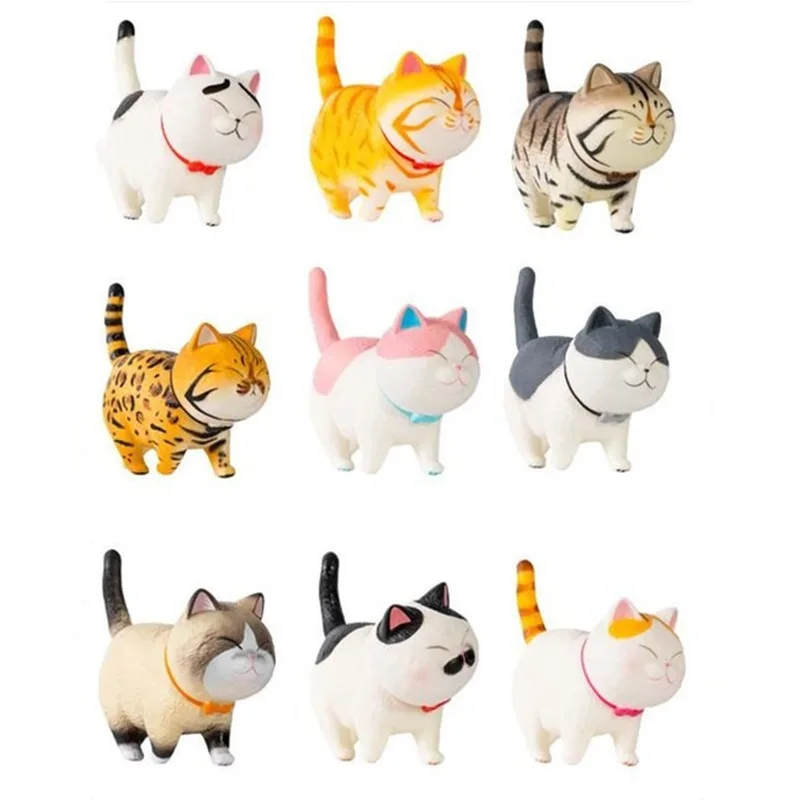 

13 см аниме супер милые новые продукты 9 кошек из ПВХ кавайные игрушки поколения куклы в коробке украшения для автомобиля подарки для детей
