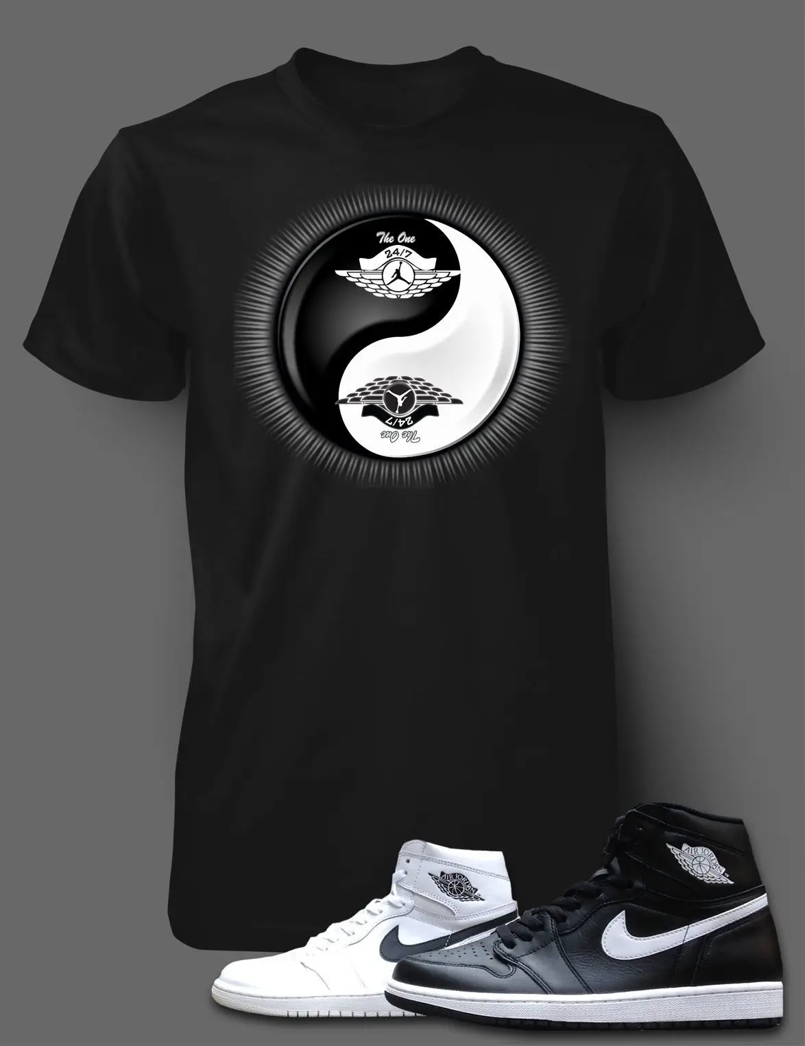 Футболка в комплекте с Ari jordon 1 Yin Yang Мужская Клубная футболка коротким рукавом