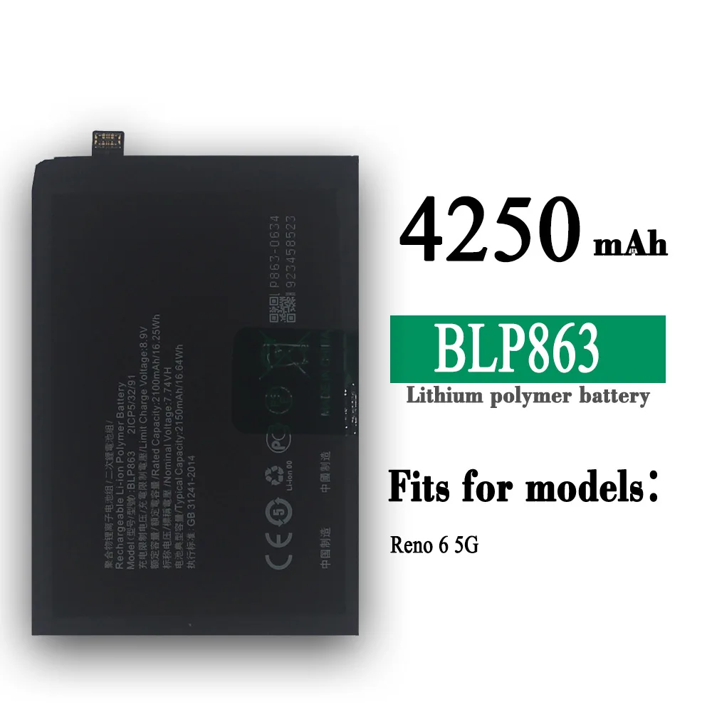 

Suitable for o PPO mobile phone RENO6 5G battery BLP863 built-in lithium battery