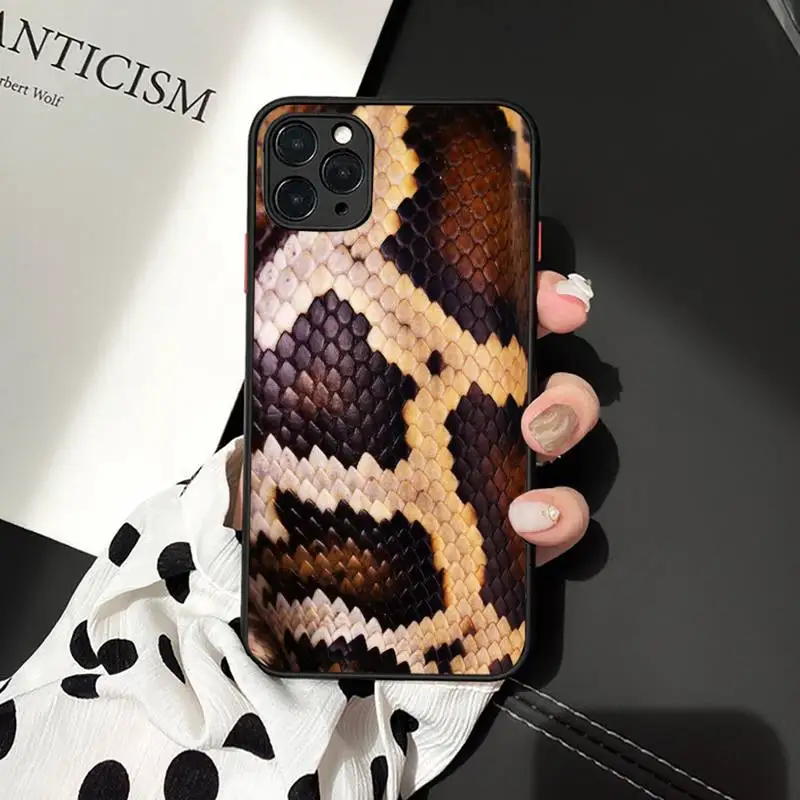 

fashion Colorful Gold Snake Skin Phone Case Matte Transparent for iPhone 7 8 11 12 s mini pro X XS XR MAX Plus cover funda