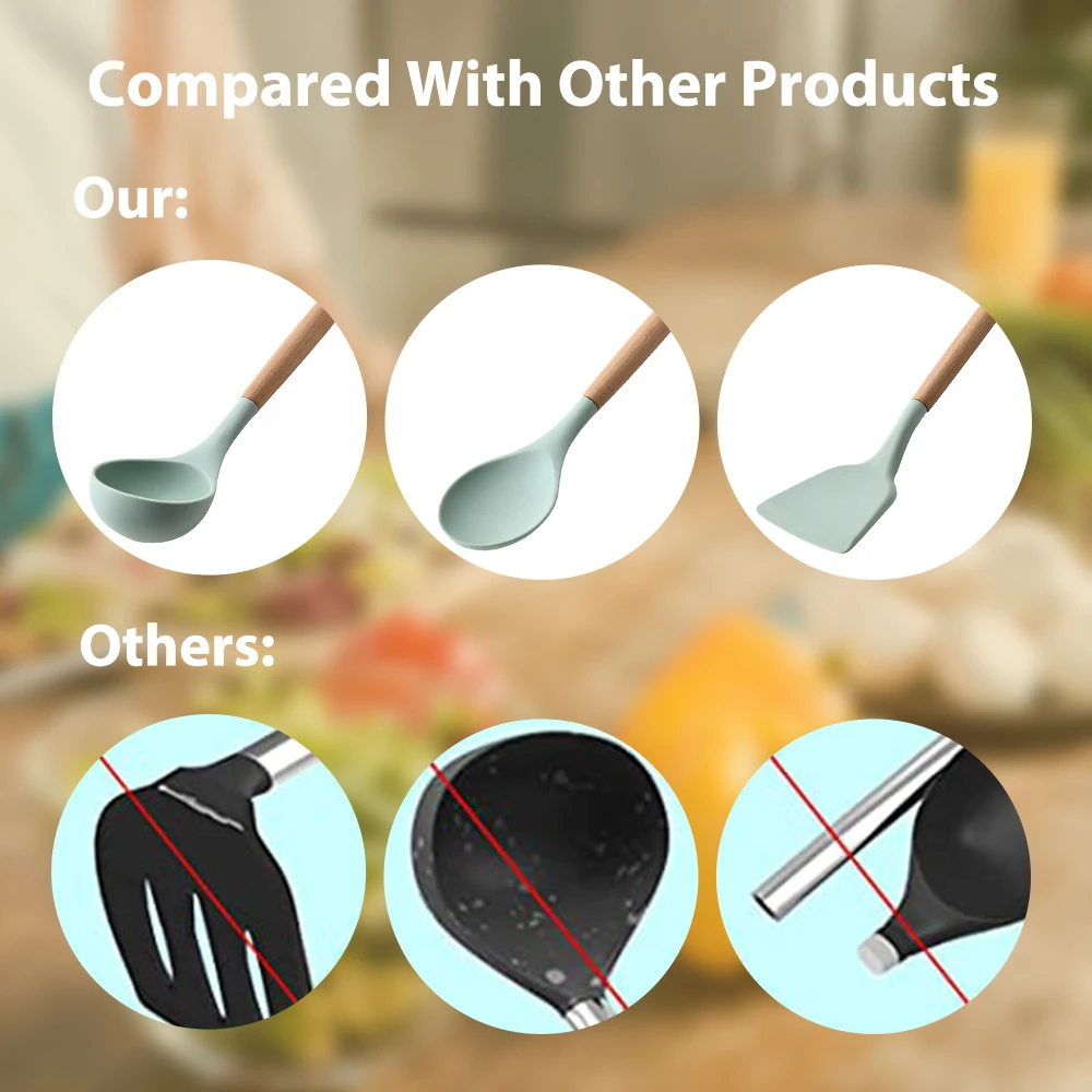 9 12 шт набор силиконовой посуды лопатка Черпак ложка для супа яиц антипригарная