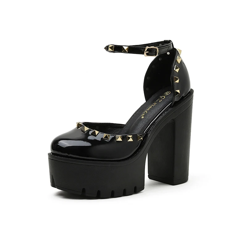 

Thick Heel Waterproof Rivet Women Sandal Sexy Women Shoes Size 34-40