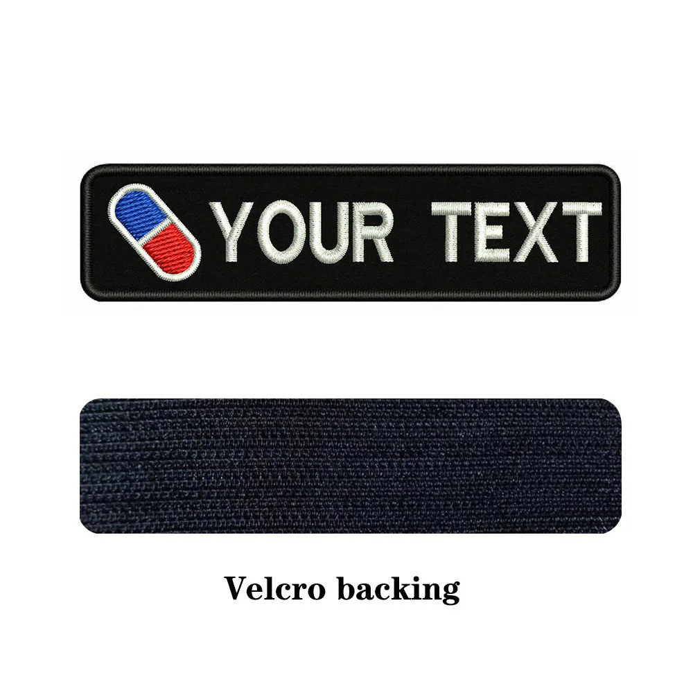 Логотип таблетки 10х2 5 см вышивка пользовательское имя заплатка с текстом полосы
