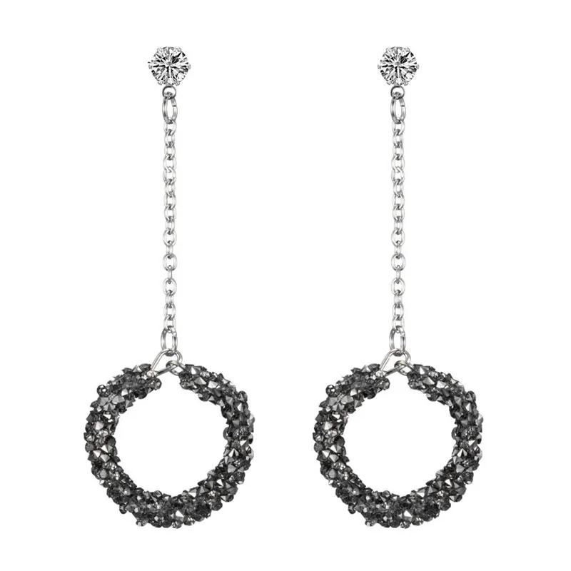 Женские серьги подвески FNIO круглые геометрические Стразы ручной работы