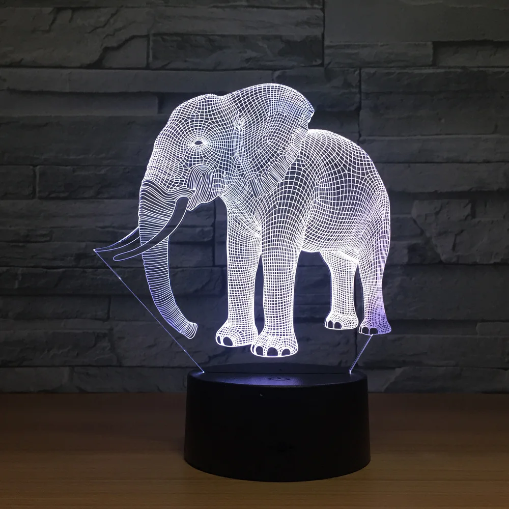 

Ivory Elephant 3D LED Night Lights Novelty LED Animal Lamp 7 Colorful Changing LED Touch Table Lamp Birthday Gift Night Lights