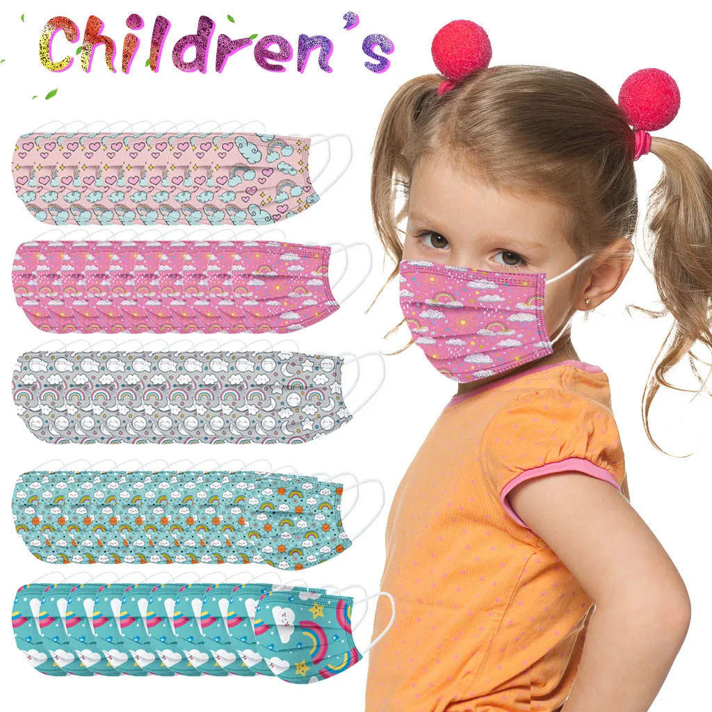 50 шт. одноразовые маски для лица с радужным рисунком | Тематическая одежда и