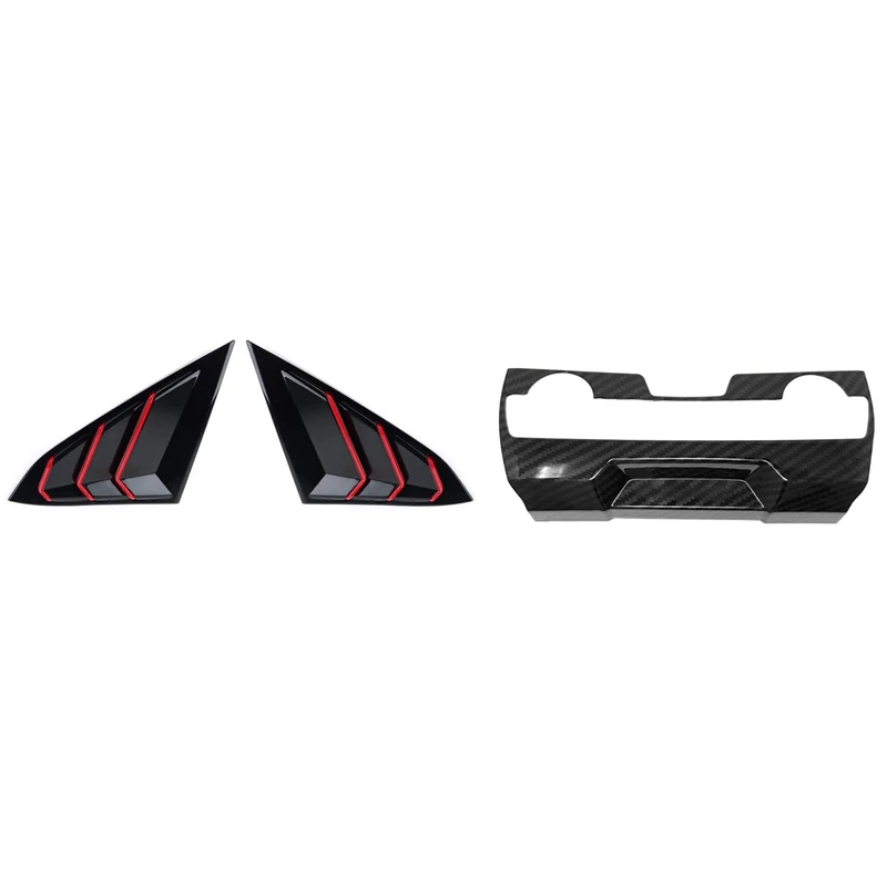 

1 Pcs Center Console Panel Trim Interior Accessories & 1 Set Car Window Louver Cover, Rear Louver Frame Vent