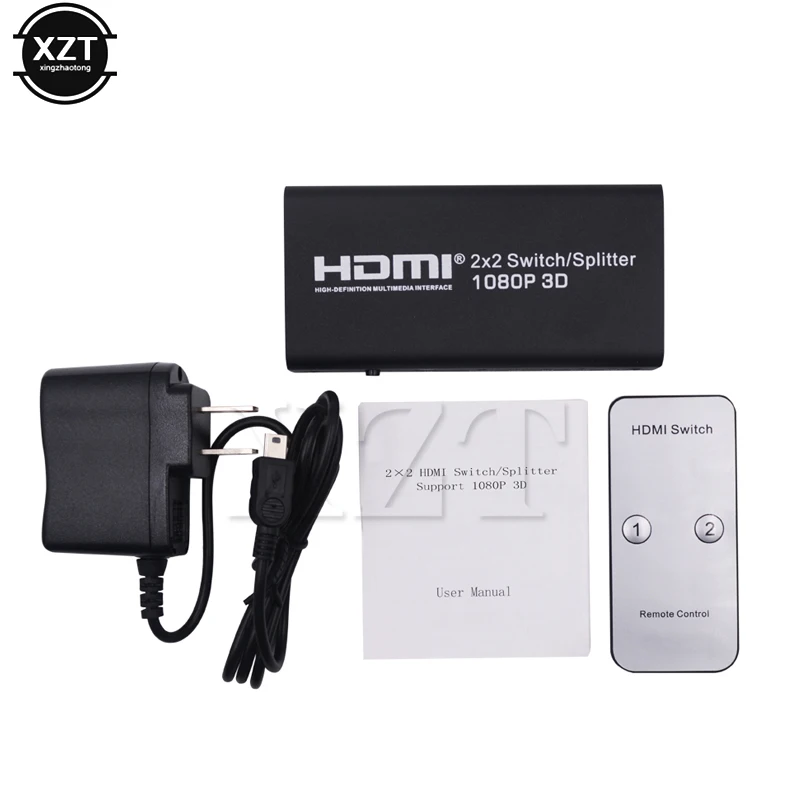 HDMI переключатель 2X2 аудио видео сплиттер 2 в Out 1080P 3D Power для ноутбука ТВ приставки