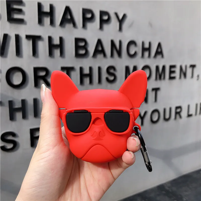 

Cool Sunglasses Bulldog For AirPods 2 Case Cute Cartoon Earphone Case For Apple Airpods Soft Silicone Protective Cover Funda