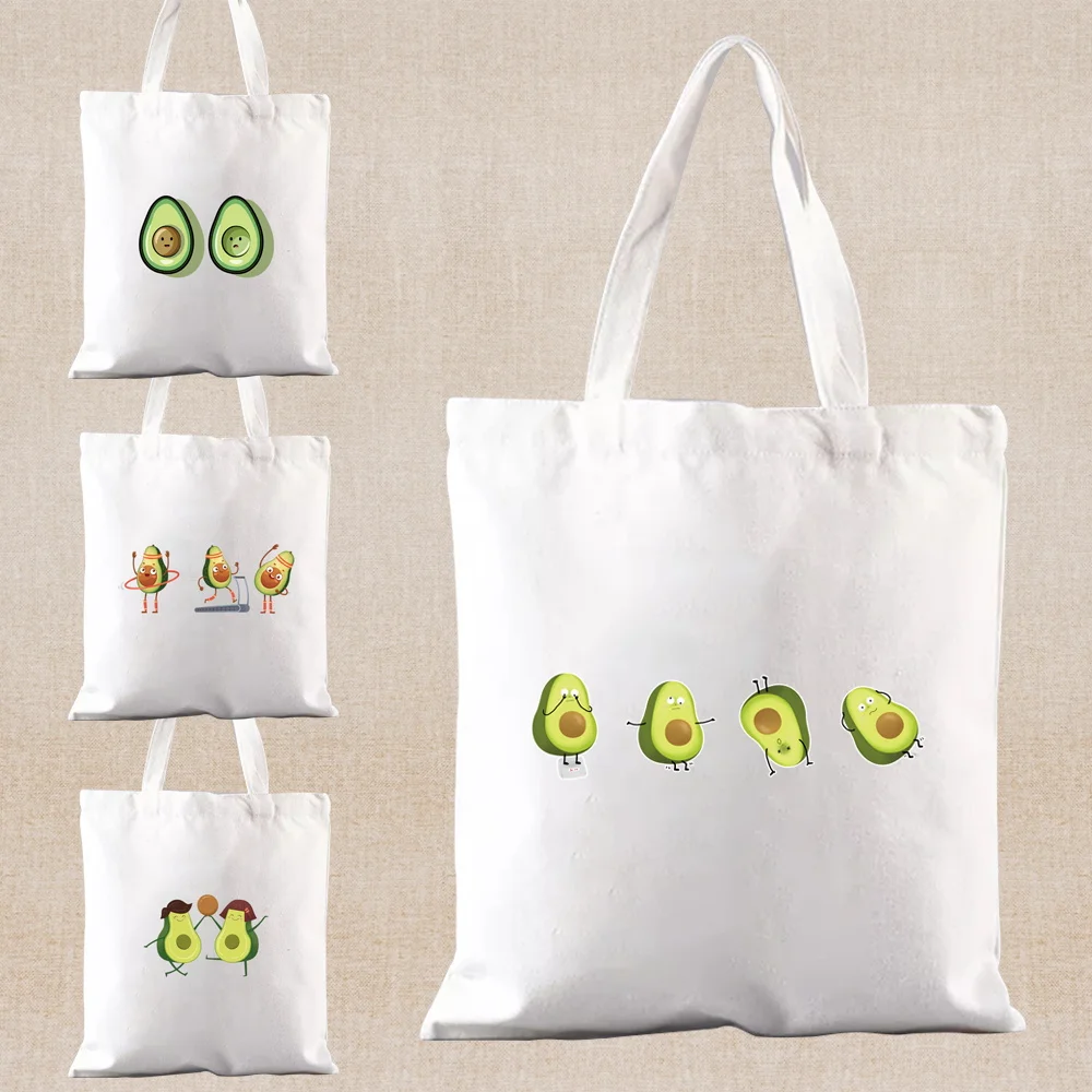 

Новинка 2022, сумка для покупок с принтом авокадо, женские сумки-тоуты, холщовые сумки на плечо, повседневные компактные складные тканевые сум...