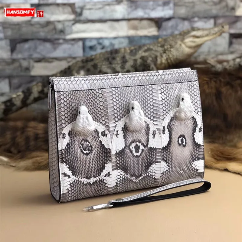 Новинка мужской клатч из змеиной кожи вместительный кошелек мужская сумка зажим