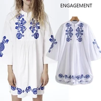 2021 woman basic summer bohemian flower embroidery loose summer sexy mini dress women vestidos